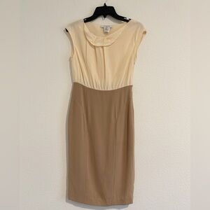 LK Bennett Cream and Tan Two-Tone Dress size US 4